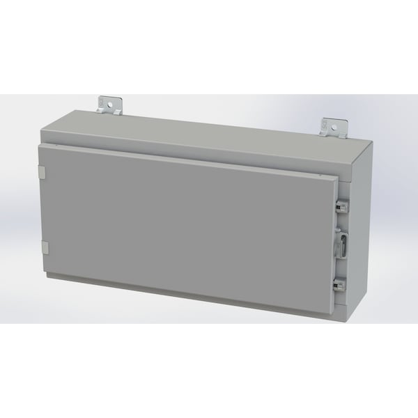 Clamps with Padlock Hasp Electrical Enclosures, 12 in H, 6 in D, 24 in W, NEMA 4, Carbon Steel